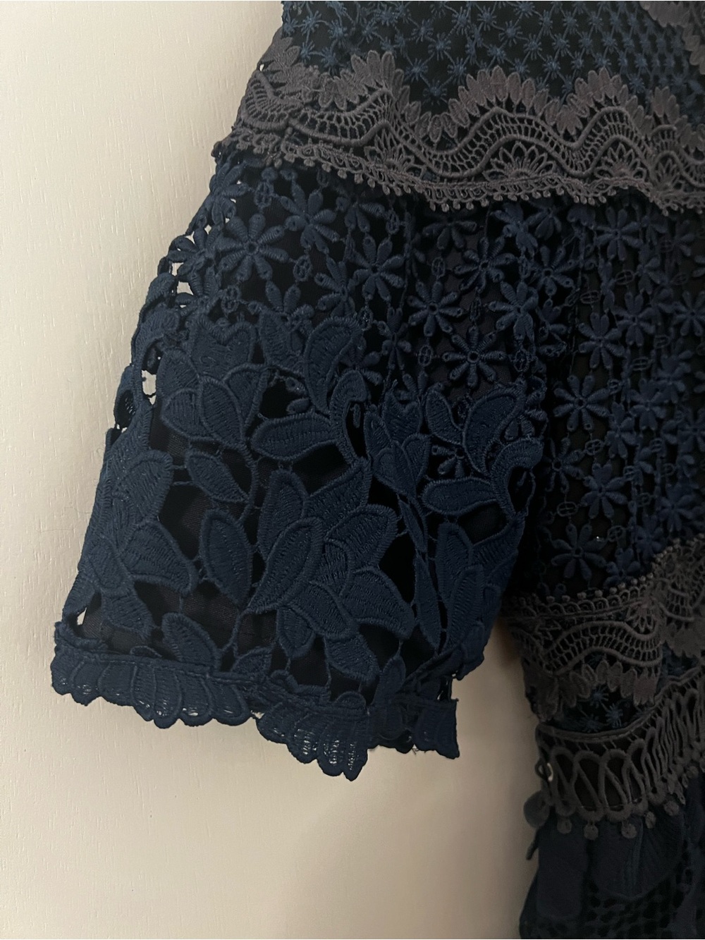 Self Portrait Blue Embroidered 3D Flowers Floral dress LINED - Picture 8 of 15
